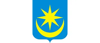 Kliknięcie spowoduje wyświetlenie powiększenia Niebieska tarcza herbowa z żółtą ośmioramienną gwiazdą nad żółtym półksiężycem.