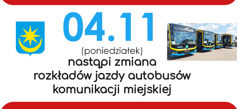 Zmiana rozkładów jazdy autobusów komunikacji miejskiej od 4 listopada 2024