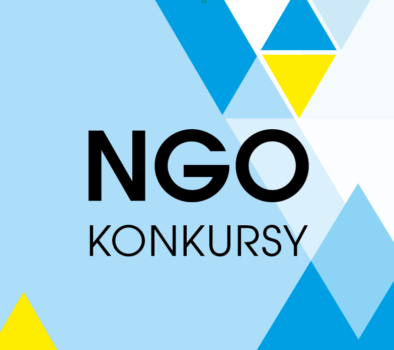 Napis konkursy NGO na tle trójkątów