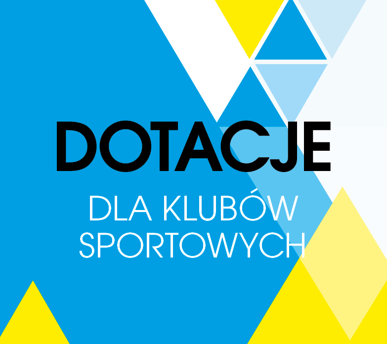 Napis Dotacje dla klubów sportowych na tle trójkątów